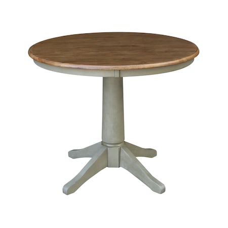 International Concepts Round 36 in Rd Top Pedestal Table, Dining Height, Hickory/Stone, 36 W, 36 L, 29.9 in H, Wood K41-36RT-27B